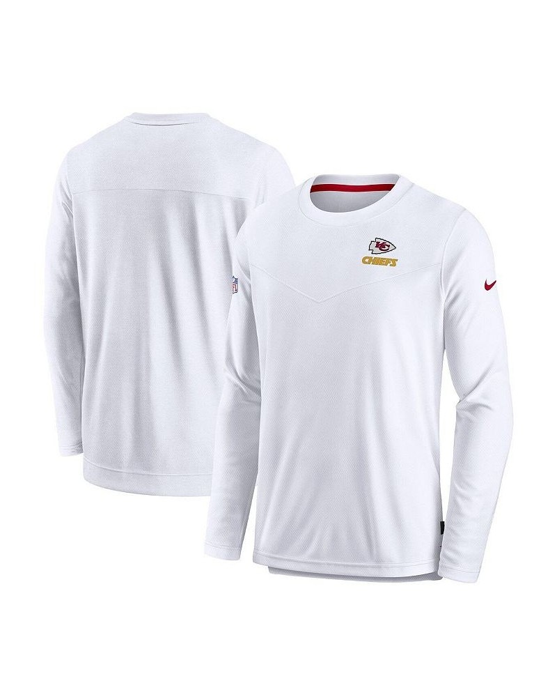 Men's White Kansas City Chiefs Sideline Lockup Performance Long Sleeve T-shirt $46.74 T-Shirts