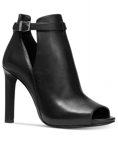 Women's Lawson High-Heel Buckled Open Toe Shooties Black $68.25 Shoes