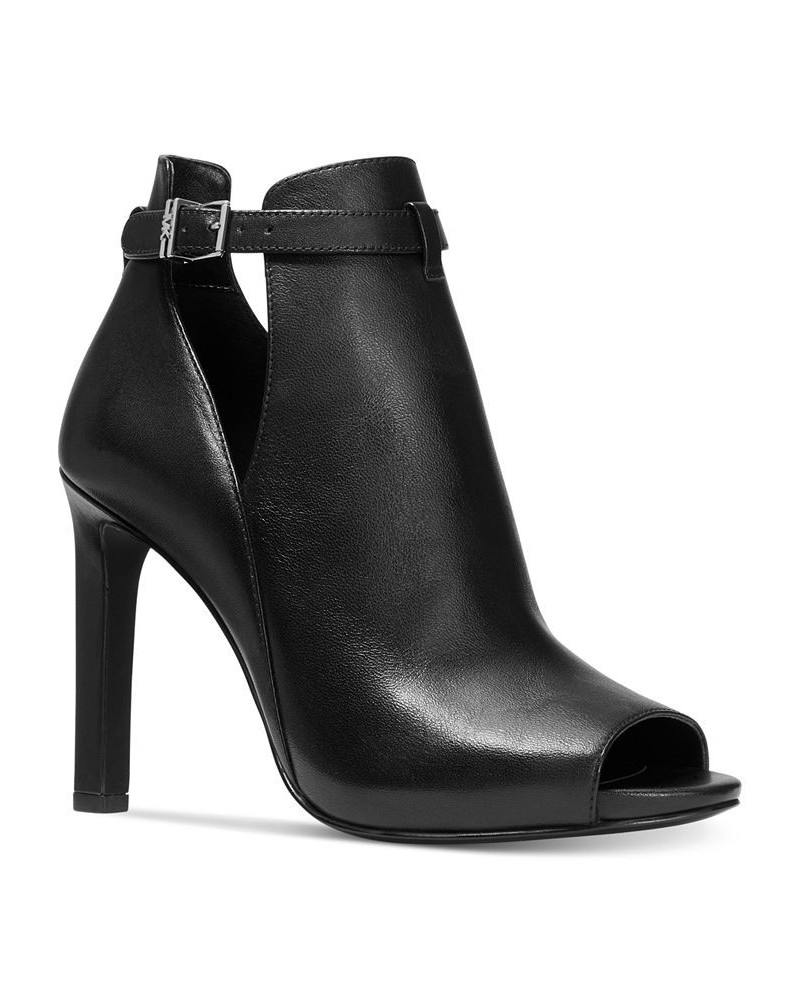 Women's Lawson High-Heel Buckled Open Toe Shooties Black $68.25 Shoes