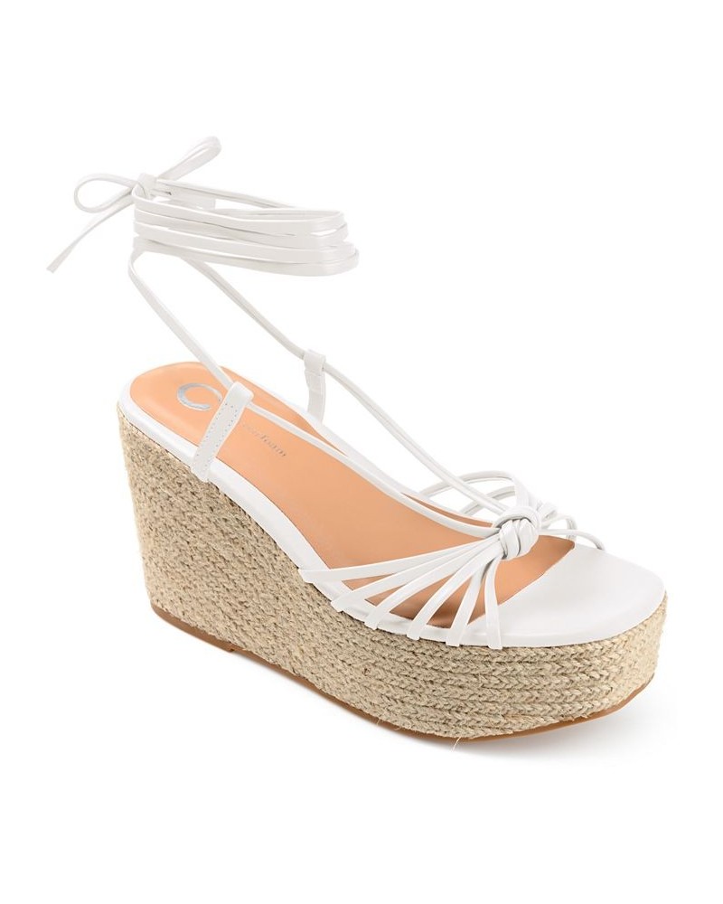 Women's Catalinn Tie-Up Espadrille Wedge Sandals White $48.00 Shoes