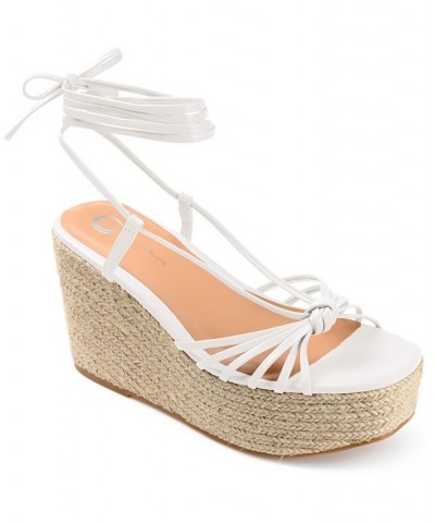 Women's Catalinn Tie-Up Espadrille Wedge Sandals White $48.00 Shoes