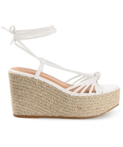 Women's Catalinn Tie-Up Espadrille Wedge Sandals White $48.00 Shoes