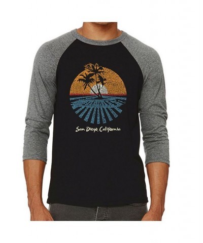 Cities in San Diego Men's Raglan Word Art T-shirt Gray $25.64 T-Shirts