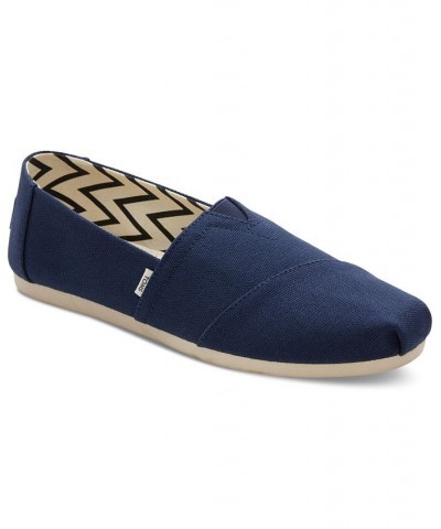 Women's Alpargata Recycled Slip-On Flats Navy Recycled Canvas $26.55 Shoes