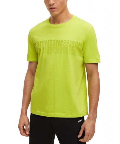 BOSS Men's Crew-Neck Cotton Multi-Colored Logos T-shirt Green $34.32 T-Shirts