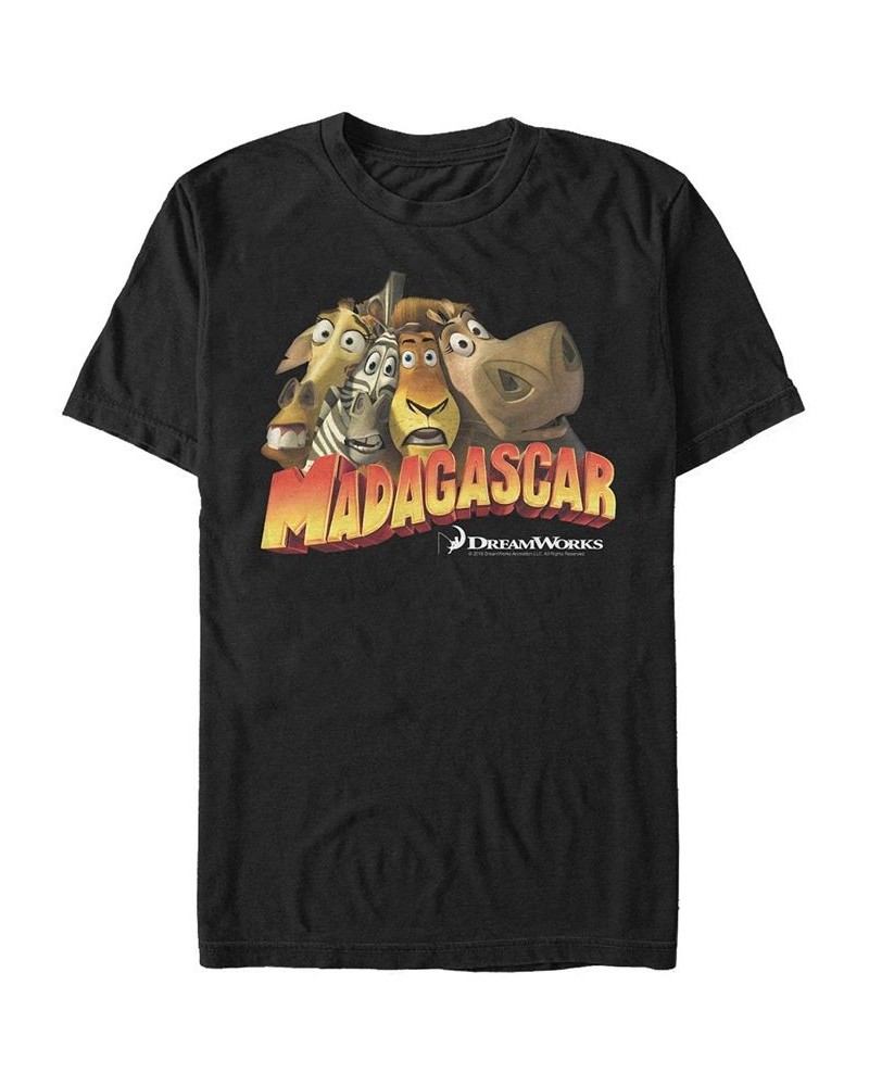 Madagascar Men's Animal Group Logo Short Sleeve T-Shirt Black $17.50 T-Shirts