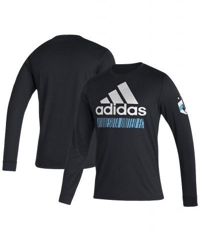 Men's Black Minnesota United FC Vintage-Like Long Sleeve T-shirt $27.49 T-Shirts