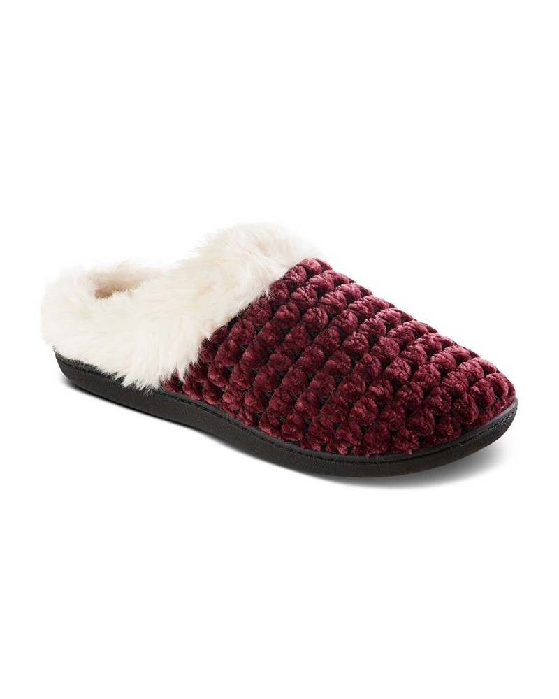 Women's Popcorn Chenille Hoodback Slippers Red $11.44 Shoes