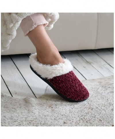 Women's Popcorn Chenille Hoodback Slippers Red $11.44 Shoes