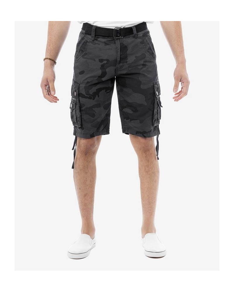 Men's Belted Multi Pocket Cargo Shorts Gray $19.95 Shorts