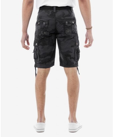 Men's Belted Multi Pocket Cargo Shorts Gray $19.95 Shorts