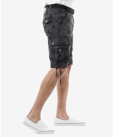 Men's Belted Multi Pocket Cargo Shorts Gray $19.95 Shorts