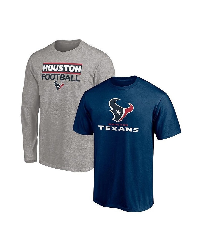 Men's Navy, Heather Gray Houston Texans T-shirt Combo Set $25.84 T-Shirts