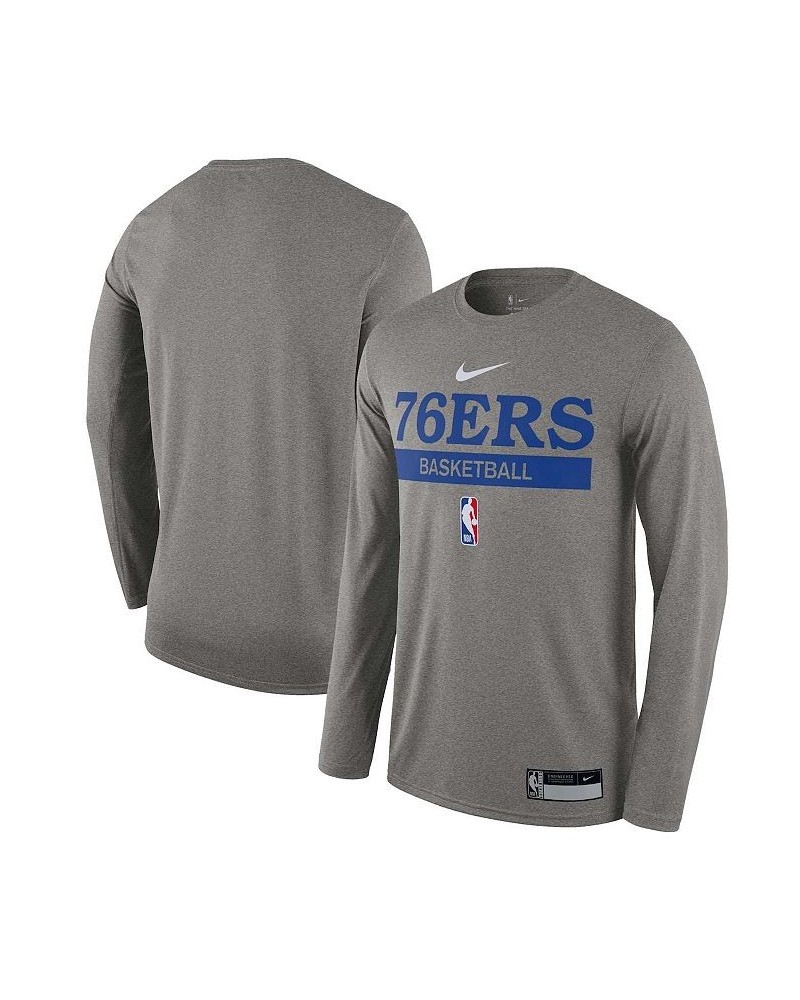 Men's Heathered Gray Philadelphia 76ers 2022/23 Legend On-Court Practice Performance Long Sleeve T-shirt $25.48 T-Shirts