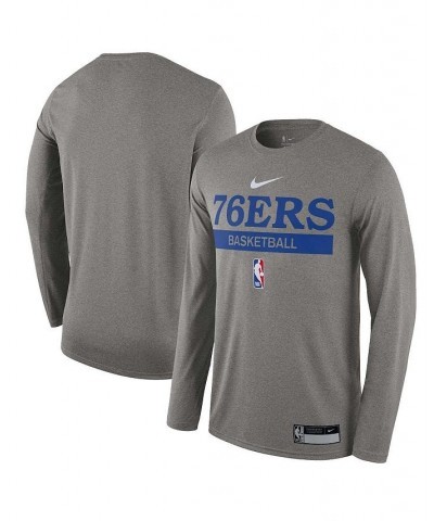 Men's Heathered Gray Philadelphia 76ers 2022/23 Legend On-Court Practice Performance Long Sleeve T-shirt $25.48 T-Shirts