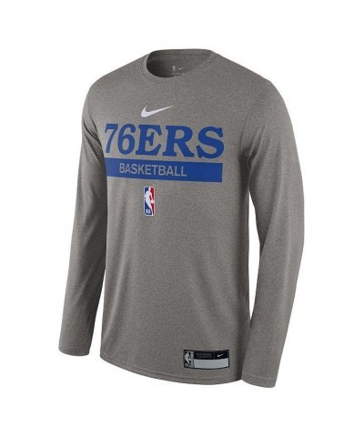 Men's Heathered Gray Philadelphia 76ers 2022/23 Legend On-Court Practice Performance Long Sleeve T-shirt $25.48 T-Shirts