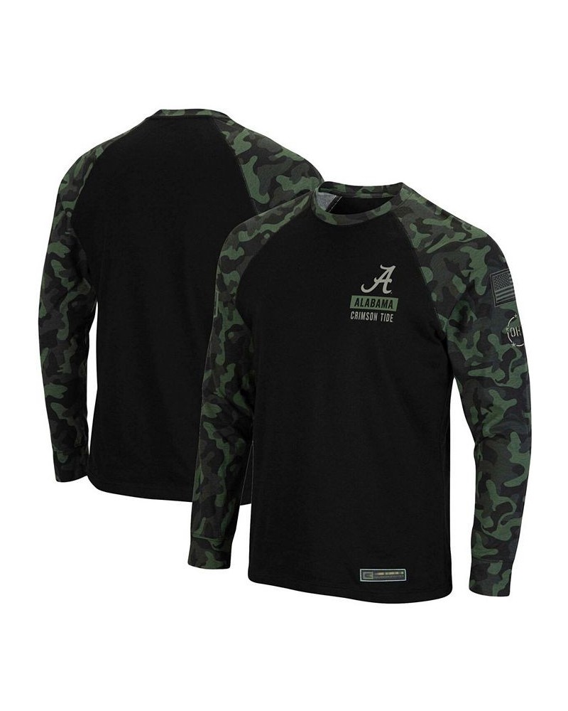 Men's Black Alabama Crimson Tide OHT Military-Inspired Appreciation Camo Raglan Long Sleeve T-shirt $29.49 T-Shirts