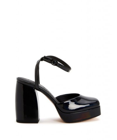 Women's Uplift Platform Ankle Straps Pumps Black $42.57 Shoes