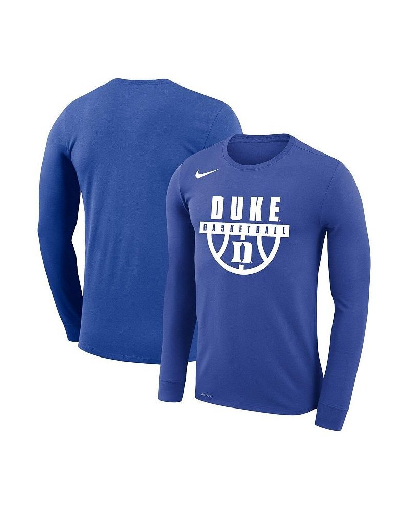 Men's Royal Duke Blue Devils Basketball Drop Legend Long Sleeve Performance T-shirt $24.20 T-Shirts