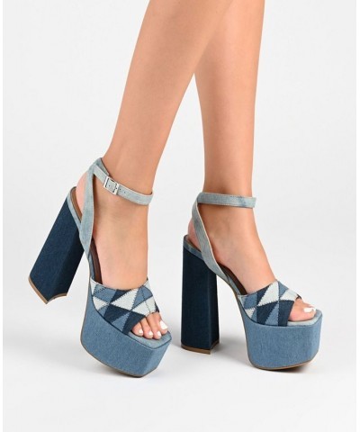 Women's Asherby Platform Sandals Blue $52.00 Shoes