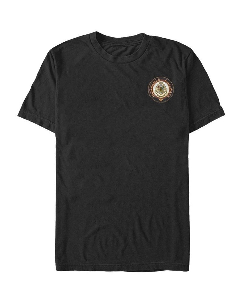 Men's Hogwarts Railways Short Sleeve Crew T-shirt Black $15.05 T-Shirts