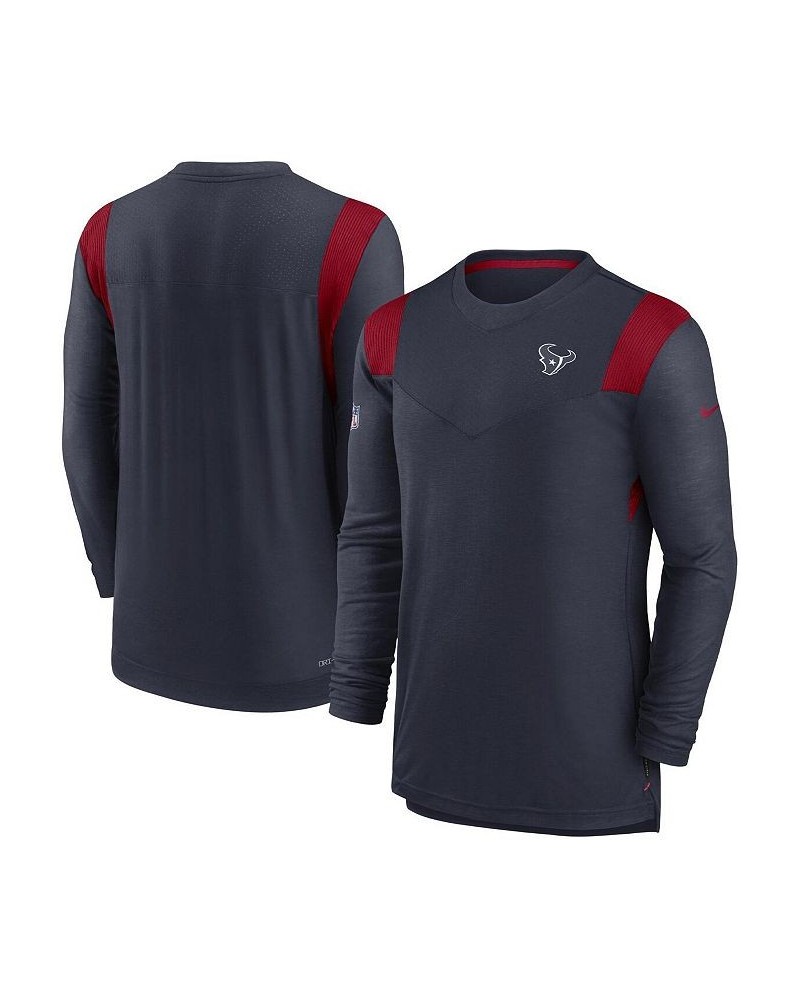 Men's Navy Houston Texans Sideline Tonal Logo Performance Player Long Sleeve T-shirt $36.75 T-Shirts