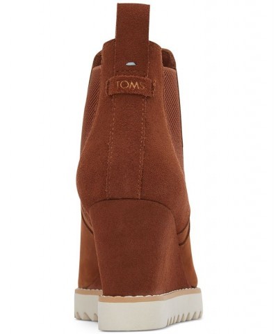 Women's Maddie Lug Wedge Booties Brown $32.96 Shoes