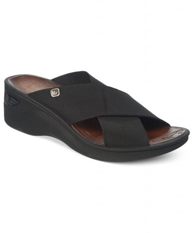 Desire Washable Wedge Slide Sandals Black $31.50 Shoes