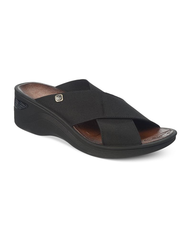 Desire Washable Wedge Slide Sandals Black $31.50 Shoes