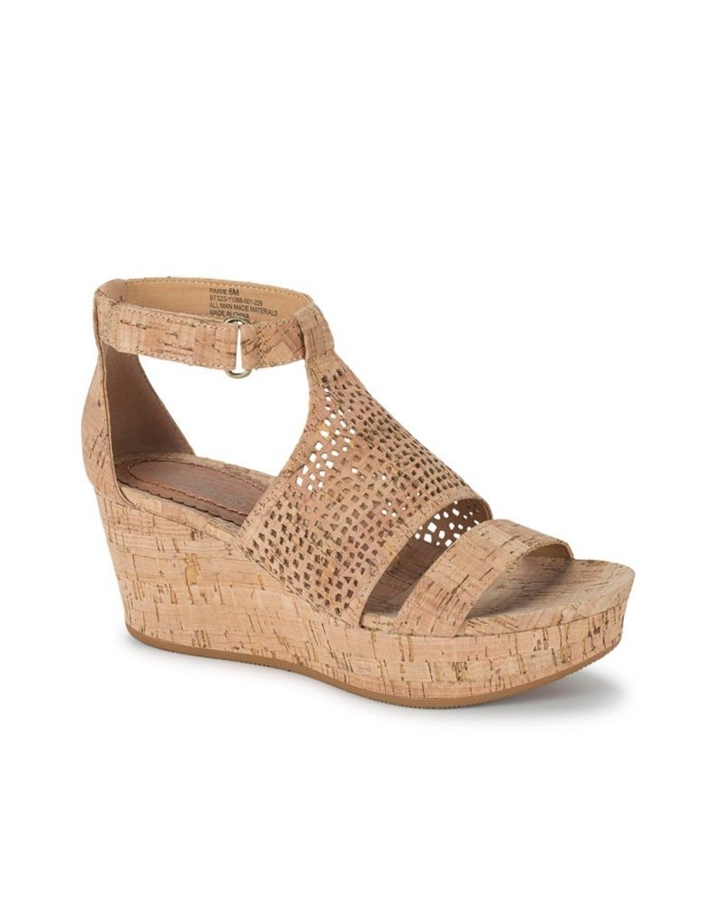 Women's Raisie Wedge Sandal Tan/Beige $38.27 Shoes