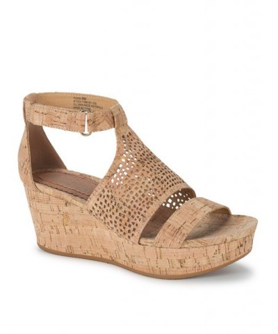 Women's Raisie Wedge Sandal Tan/Beige $38.27 Shoes