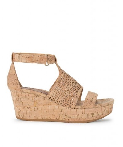 Women's Raisie Wedge Sandal Tan/Beige $38.27 Shoes