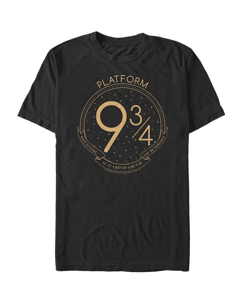 Men's Platform Lineart Short Sleeve Crew T-shirt Black $17.50 T-Shirts