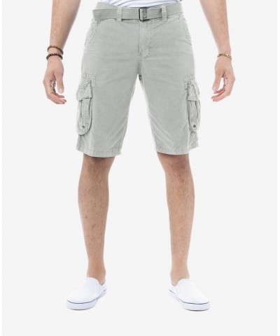 Men's Belted Double Pocket Cargo Shorts Slate Grey $22.32 Shorts