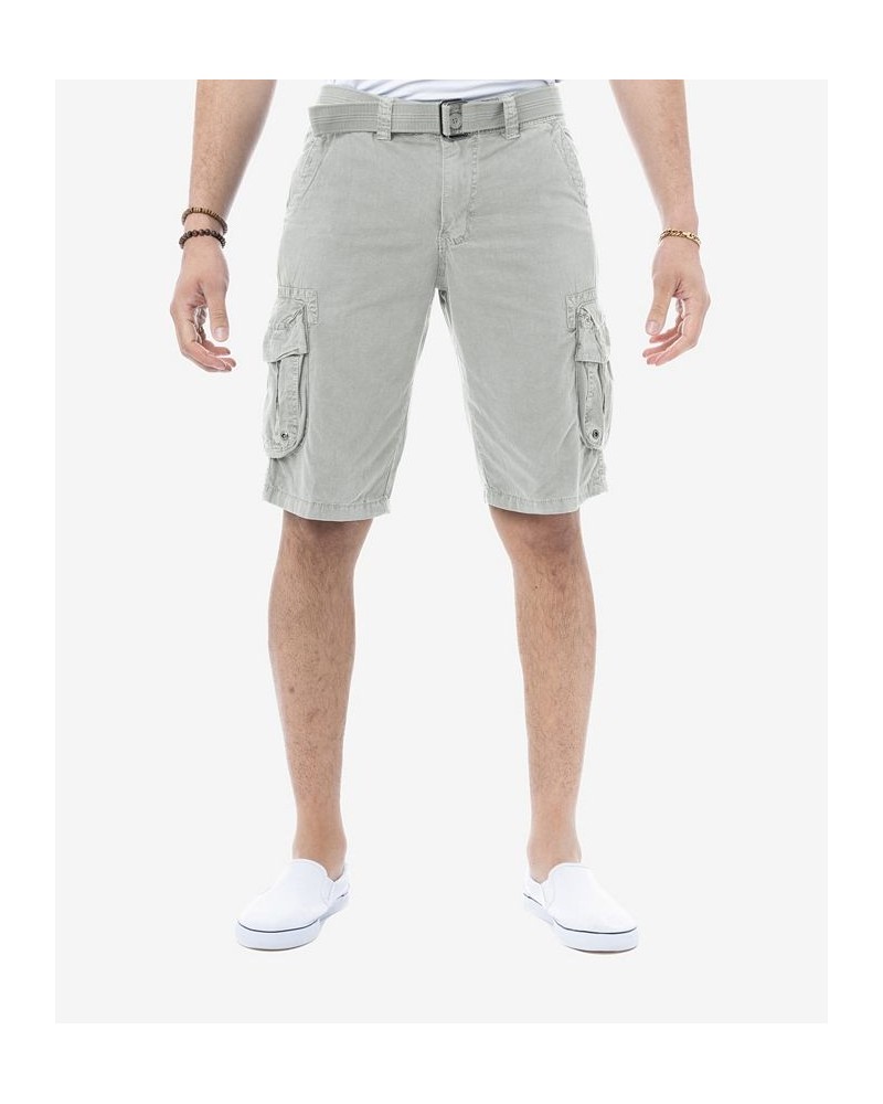 Men's Belted Double Pocket Cargo Shorts Slate Grey $22.32 Shorts