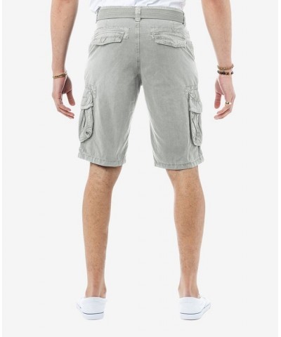 Men's Belted Double Pocket Cargo Shorts Slate Grey $22.32 Shorts