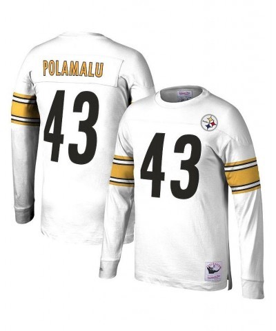 Men's Troy Polamalu White Pittsburgh Steelers 2007 Retired Player Name and Number Long Sleeve T-shirt $55.20 T-Shirts