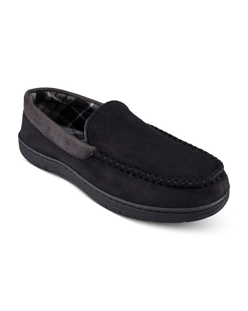 Men's Microsuede Fleece-Lined Venetian Slippers Black $19.21 Shoes