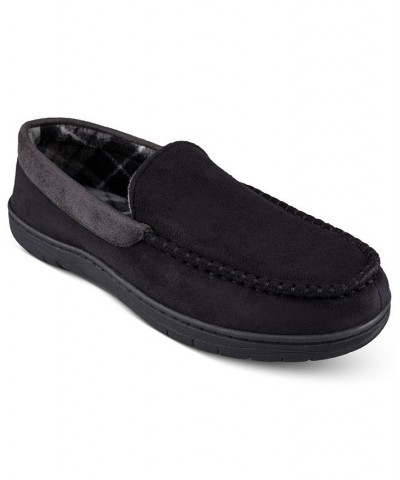 Men's Microsuede Fleece-Lined Venetian Slippers Black $19.21 Shoes