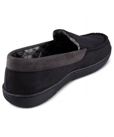 Men's Microsuede Fleece-Lined Venetian Slippers Black $19.21 Shoes