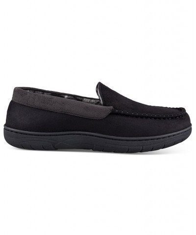 Men's Microsuede Fleece-Lined Venetian Slippers Black $19.21 Shoes