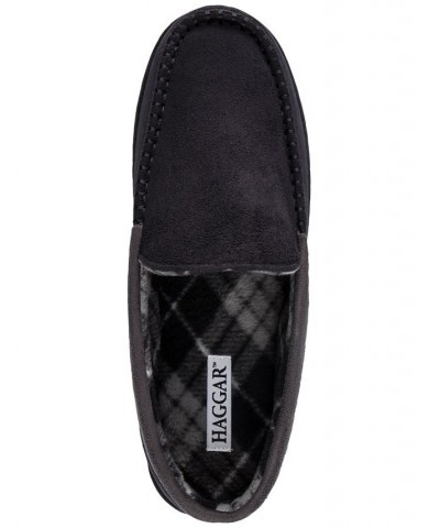 Men's Microsuede Fleece-Lined Venetian Slippers Black $19.21 Shoes