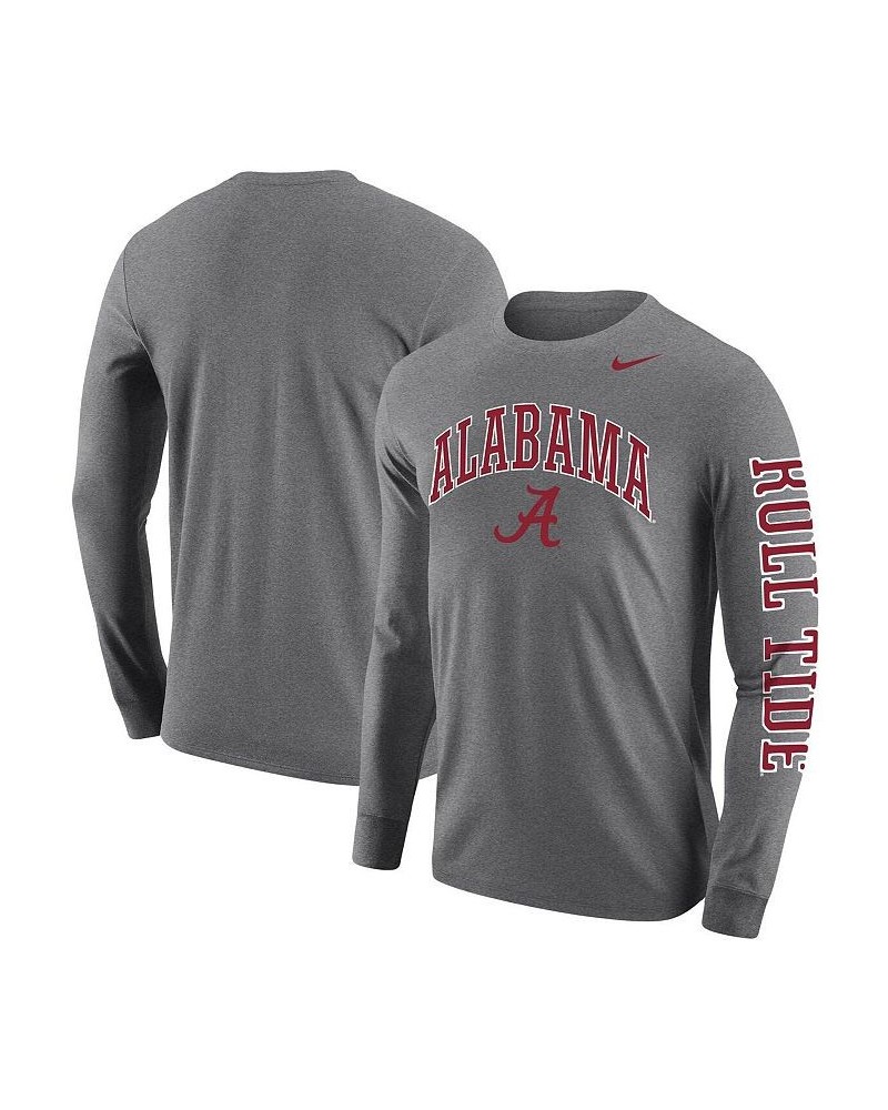 Men's Heathered Gray Alabama Crimson Tide Arch & Logo Two-Hit Long Sleeve T-shirt $24.00 T-Shirts