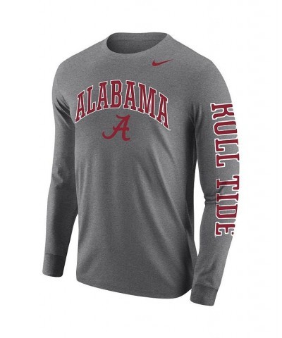 Men's Heathered Gray Alabama Crimson Tide Arch & Logo Two-Hit Long Sleeve T-shirt $24.00 T-Shirts