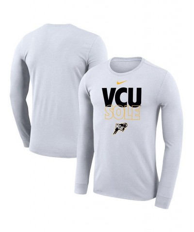 Men's White VCU Rams On Court Bench Long Sleeve T-shirt $26.99 T-Shirts