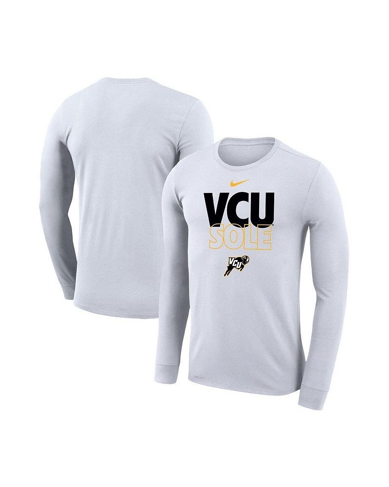 Men's White VCU Rams On Court Bench Long Sleeve T-shirt $26.99 T-Shirts