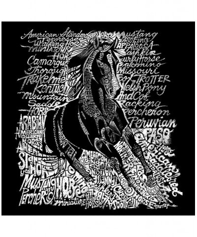 Men's Word Art Long Sleeve T-Shirt - Horse Breeds Black $21.59 T-Shirts