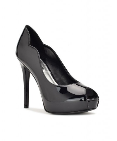 Women's Hilare Platform Dress Peep Toe Pumps Black $39.27 Shoes