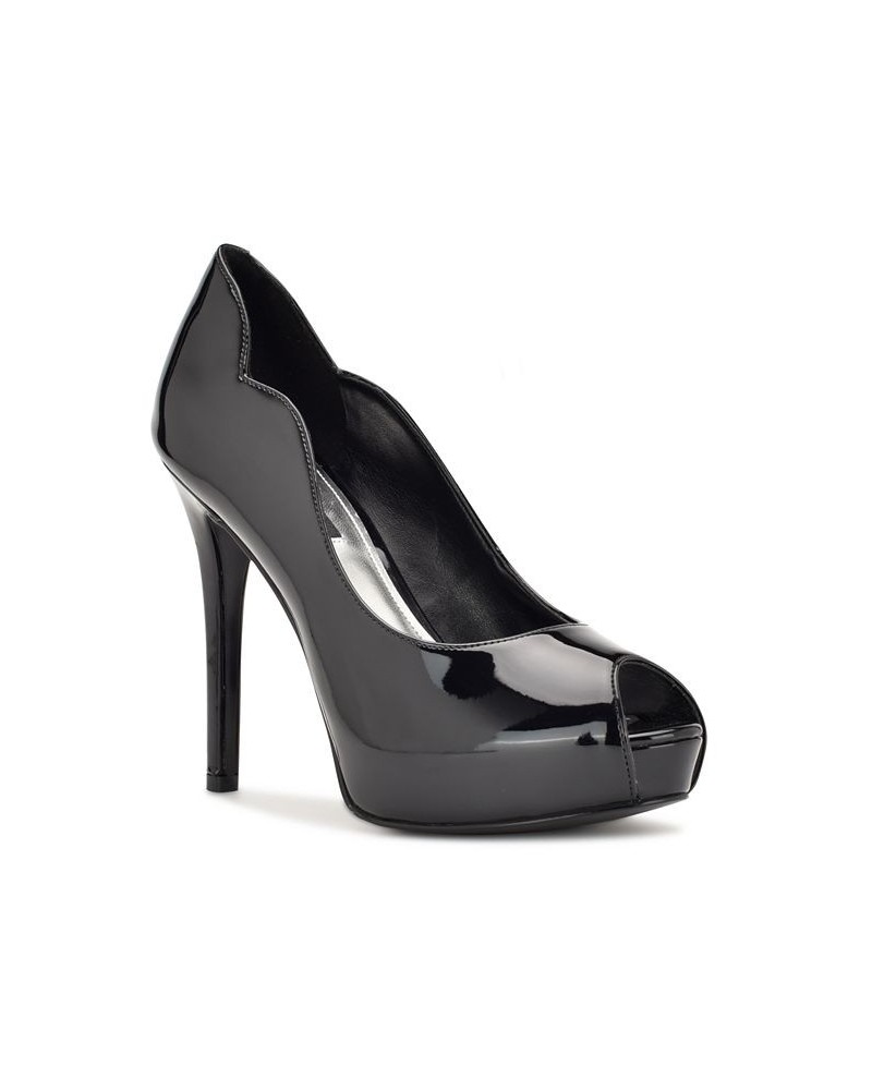 Women's Hilare Platform Dress Peep Toe Pumps Black $39.27 Shoes