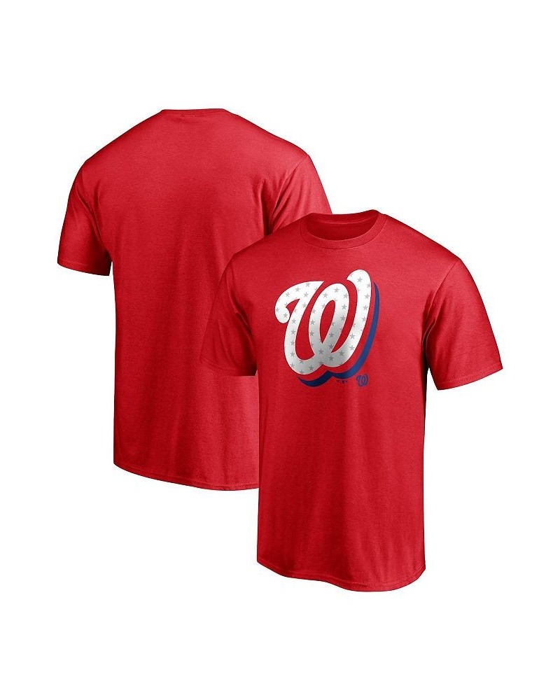 Men's Branded Red Washington Nationals Red White and Team Logo T-shirt $17.60 T-Shirts